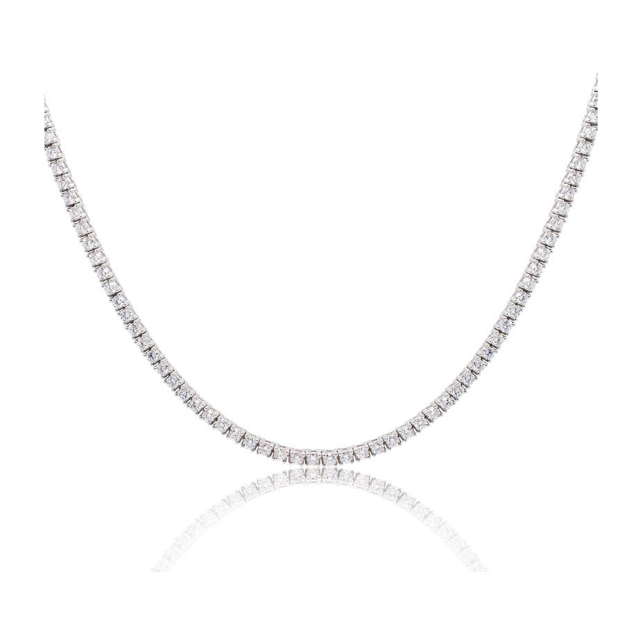 8.00 CTW Created White Sapphire Tennis Necklace with 171 Round Brilliant Stones in 14K Gold Overlay
