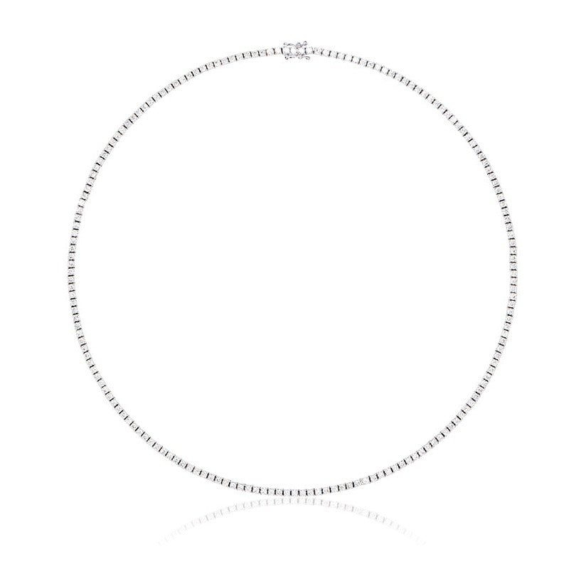 8.00 CTW Created White Sapphire Tennis Necklace with 171 Round Brilliant Stones in 14K Gold Overlay