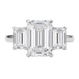 2.00 CTW AGI E/F VS Certified Emerald Cut Lab Grown Diamond Three-Stone Engagement Ring
