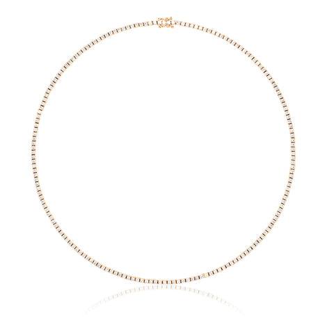 8.00 CTW AGI Certified Lab Grown Diamond Tennis Necklace in 14K White or Yellow Gold (F/VS)