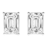 AGI Certified Lab Grown Emerald Cut Diamond Stud Earrings In 14K White Gold