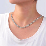 Moissanite Cross Pendant with Adjustable Cuban Link Chain in 14K White Gold Over 925 Sterling Silver