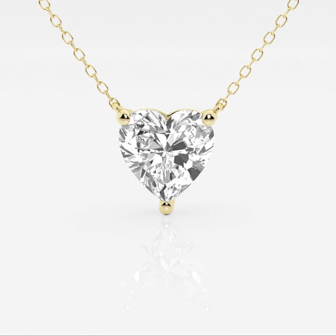 2.00 CTW Floating Heart Shape Lab Grown Diamond Solitaire Pendant Necklace F/G VS1 AGI Certified in 14K White or Yellow Gold