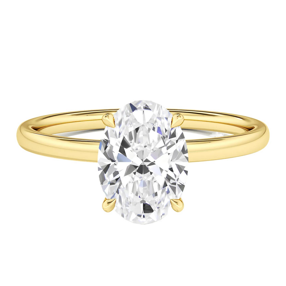1.50 CTW Oval Cut Certified Moissanite Solitaire Ring in 14kt Yellow Gold Over Sterling Silver