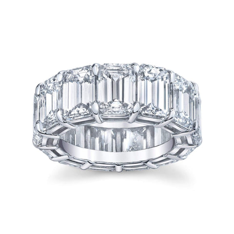 AGI Certified 26 CTW Emerald Cut Lab Grown Diamond Eternity Band 14kt Gold