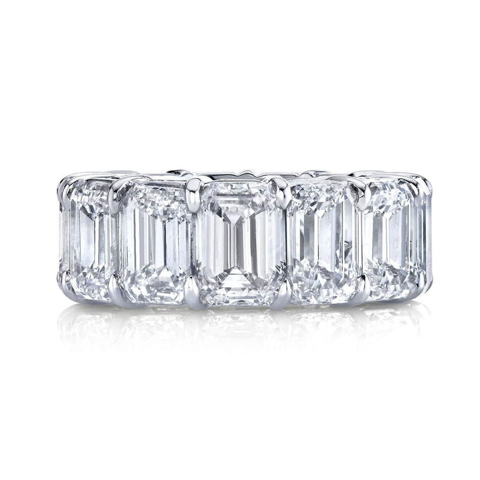 AGI Certified 26 CTW Emerald Cut Lab Grown Diamond Eternity Band 14kt Gold