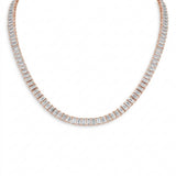 30 CTW Emerald-Cut Created White Sapphire Tennis Necklace in 14K Rose Gold Overlay - 18"