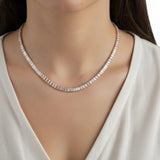 30 CTW Emerald-Cut Created White Sapphire Tennis Necklace in 14K Rose Gold Overlay - 18"