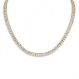 18" Emerald-Cut Moissanite Tennis Necklace in 14K Yellow Gold Overlay – 30 CTW