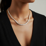 18" Emerald-Cut Moissanite Tennis Necklace in 14K Yellow Gold Overlay – 30 CTW