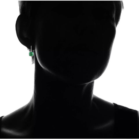 Luxurious 4.50CTW Lab Grown Cushion Cut Emerald Drop Earrings in 925 Sterling Silver - 8mm Square Gems