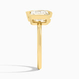 AGI Certified 4.00 CTW Toi et Moi Emerald & Pear Lab Diamond Bezel Ring in 14K Yellow Gold