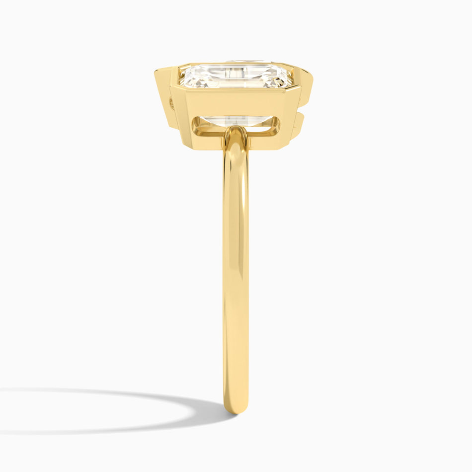 AGI Certified 4.00 CTW Toi et Moi Emerald & Pear Lab Diamond Bezel Ring in 14K Yellow Gold