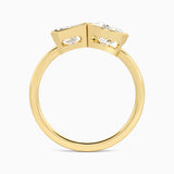 AGI Certified 4.00 CTW Toi et Moi Emerald & Pear Lab Diamond Bezel Ring in 14K Yellow Gold