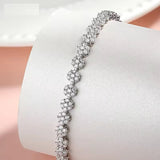 Brilliant Flower Created Moissanite Tennis Bracelet – D-VVS1 Stones, 14K Gold Overlay