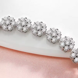 Brilliant Flower Created Moissanite Tennis Bracelet – D-VVS1 Stones, 14K Gold Overlay