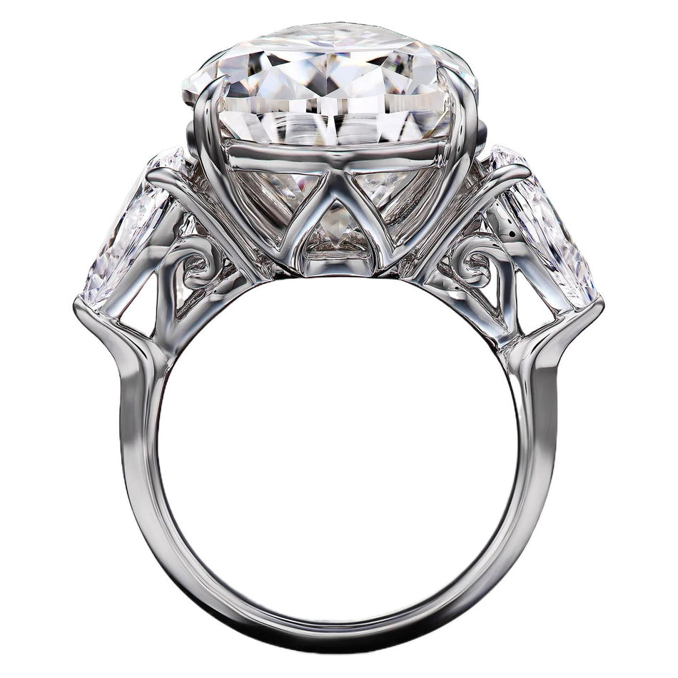 IGI Certified 8.09 CTW Pear Cut Lab Diamond Three Stone Engagement Ring in 14K White Gold