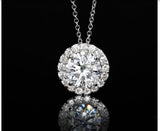 2.00 ct.Lab-Grown Diamond Halo Pendant Necklace in 14kt White Gold. 18" G/VS