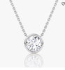 AGI Certified 1.00 Ctw Bezel Set Round Lab Grown Diamond Pendant - G/VS Clarity in Choice of 14K White or Yellow Gold