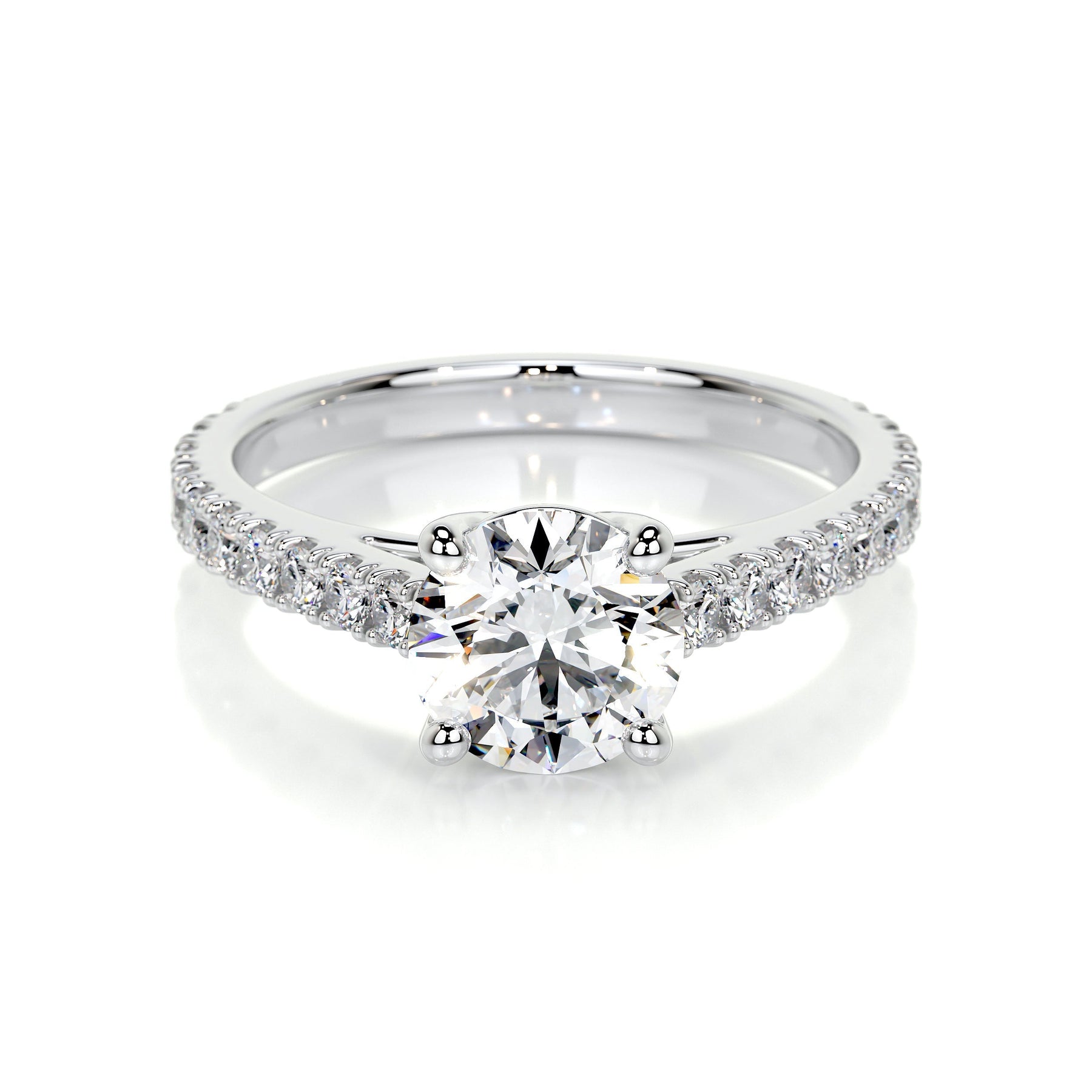 VossAgin lab-grown diamond engagement ring in 14K white gold front view