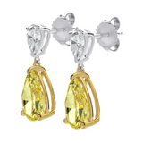 AGI Certified 4.50 CTW Fancy Yellow Pear Lab Grown Diamond Two Stone Drop Earrings in 14K Two-Tone Gold