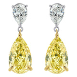 AGI Certified 4.50 CTW Fancy Yellow Pear Lab Grown Diamond Two Stone Drop Earrings in 14K Two-Tone Gold