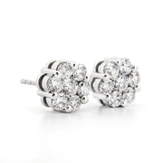 AGI Certified 2.00ctw Lab Diamond Floral Cluster Stud Earrings in 14kt White Gold