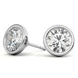 4.00 CTW Lab Grown Diamond Bezel Stud Earrings in 14K White or Yellow Gold