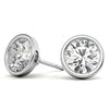 Bezel Round Lab Grown Diamond Stud Earrings in 14K White or Yellow Gold - 2.00 or 3.00 CTW