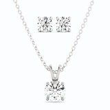 3CTW Moissanite Stud Earrings & Pendant Necklace Set in 14K White Gold Overlay