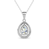 2.00 CTW Pear-Cut White Sapphire Halo Pendant Necklace with 14K Gold Overlay