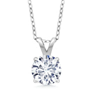 2CTW Created Moissanite Solitaire Pendant Necklace with 18" Chain - Choice of 14k White or Yellow Gold