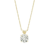 2CTW Created Moissanite Solitaire Pendant Necklace with 18" Chain - Choice of 14k White or Yellow Gold