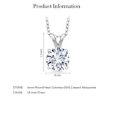 2CTW Created Moissanite Solitaire Pendant Necklace with 18" Chain - Choice of 14k White or Yellow Gold