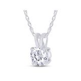 2CTW Created Moissanite Solitaire Pendant Necklace with 18" Chain - Choice of 14k White or Yellow Gold