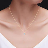 2CTW Created Moissanite Solitaire Pendant Necklace with 18" Chain - Choice of 14k White or Yellow Gold