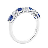 AGI Certified 2.00 CTW Alternating Blue Sapphire & Lab Grown Diamond 7-Stone Half Eternity Ring Band in 14K Gold Over Sterling Silver