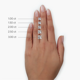 AGI Certified 4.00 CTW Princess Cut Lab Grown Diamond Three-Stone Ring – 14K White Gold F/VS