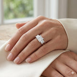 AGI Certified 4.00 CTW Princess Cut Lab Grown Diamond Three-Stone Ring – 14K White Gold F/VS