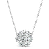 AGI Certified 4.00 CTW Round Lab-Grown Diamond Flower Cluster Pendant Necklace in 14K White Gold