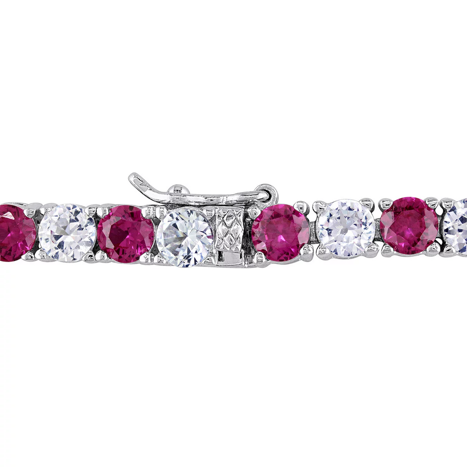 6CTW Lab-Created Ruby & White Sapphire Tennis Bracelet in 14K Gold Overlay – 7.25”