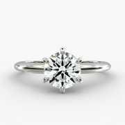 3.00 CTW AGI Certified Round Lab Grown Diamond Six Prong Solitaire Engagement Ring - F-VS Clarity in 14K White Gold