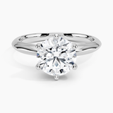 3.00 CTW AGI Certified Round Lab Grown Diamond Six Prong Solitaire Engagement Ring - F-VS Clarity in 14K White Gold