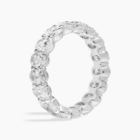 5.00 CTW Created Moissanite Oval Eternity Band Ring in 14k White Gold Overlay