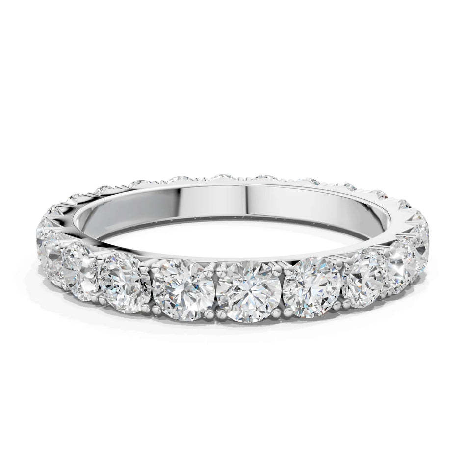 2.00 CTW Round Lab Grown Diamond Eternity Band 18kt Gold over Sterling