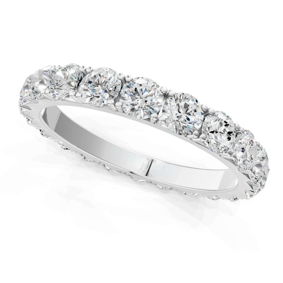 2.00 CTW Round Lab Grown Diamond Eternity Band 18kt Gold over Sterling