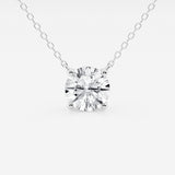 3.00 ct Lab Grown Round Diamond Floating Solitaire Pendant in 14K White or Yellow Gold – AGI Certified