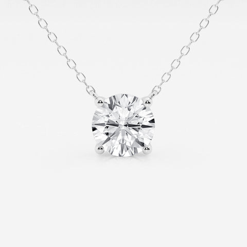 2.00 CTW Lab Grown Round F/G VS1 Diamond Floating Solitaire Pendant in 14K White or Yellow Gold – AGI Certified