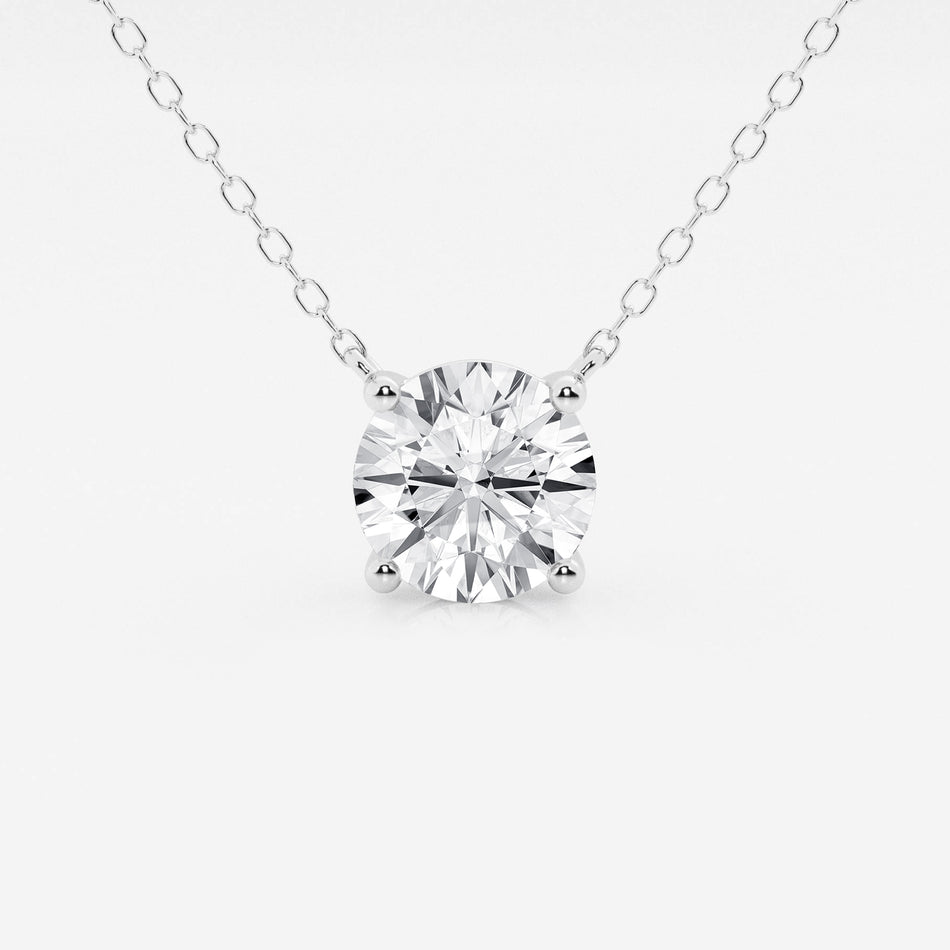 3.00 ct Lab Grown Round Diamond Floating Solitaire Pendant in 14K White or Yellow Gold – AGI Certified