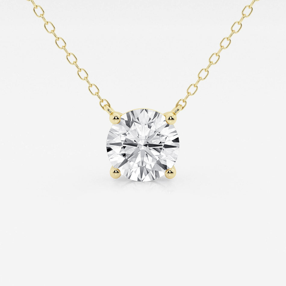 3.00 ct Lab Grown Round Diamond Floating Solitaire Pendant in 14K White or Yellow Gold – AGI Certified